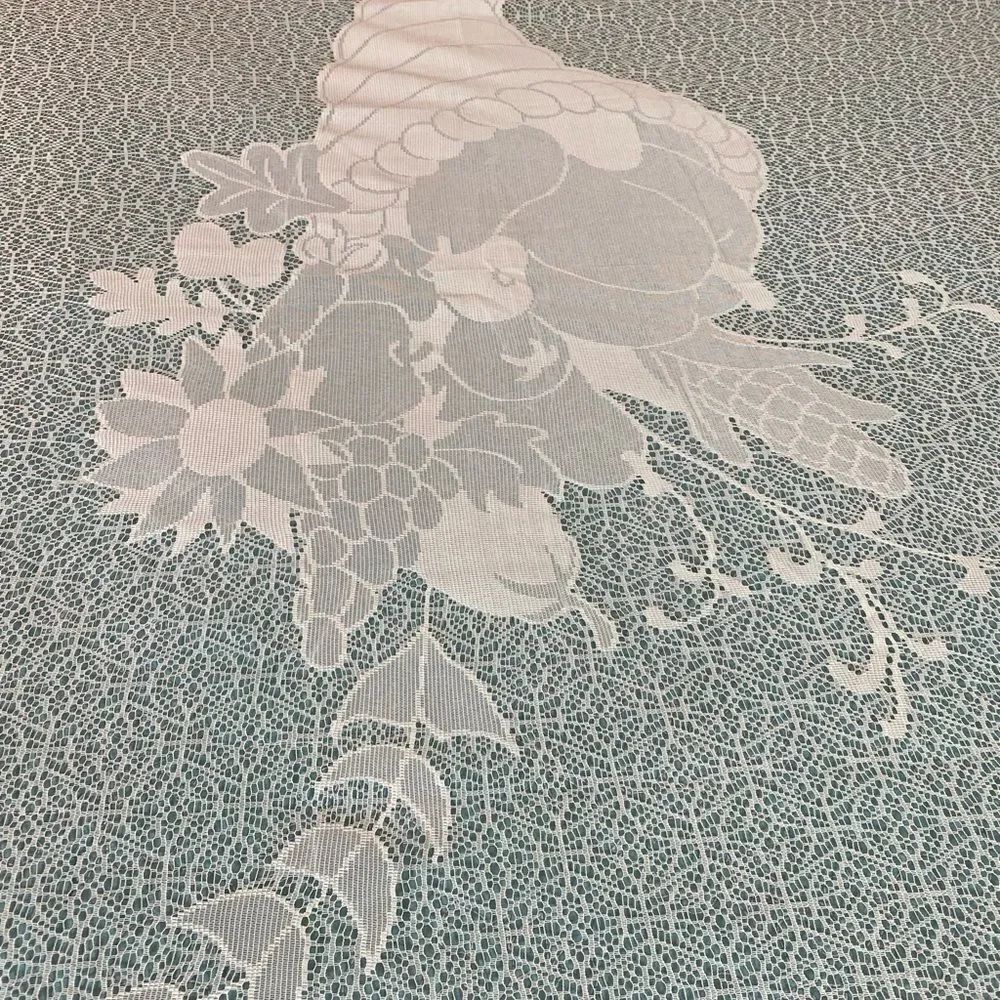 Cornucopia design tablecloth lace cream colored lscalloped edges Thanks Giving - Picture 7 of 8